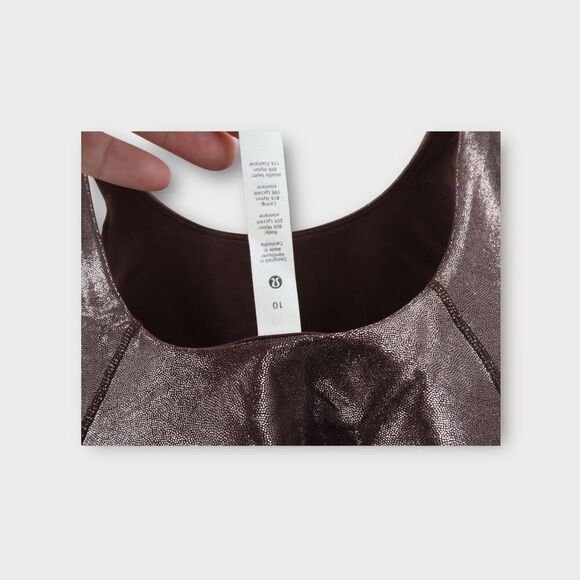 Lululemon Align High Neck Tank Radiate Foil Print French Press Brown Size 10 NWT - Picture 6 of 8
